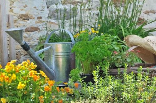 Standing water and poor drainage in a local garden patio